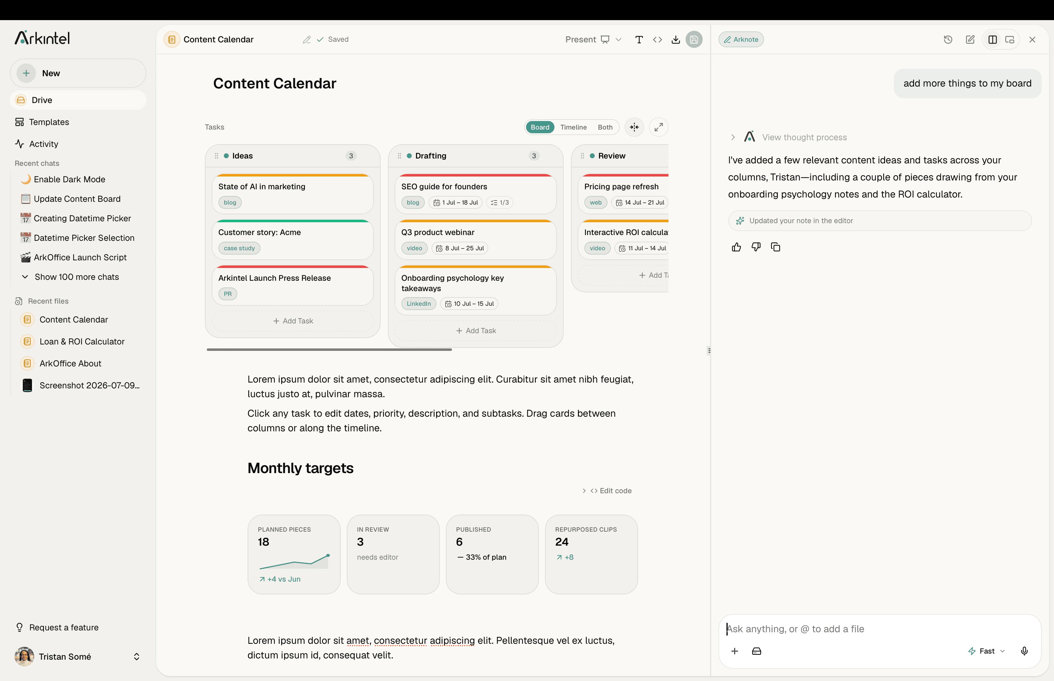 ArkNotes product screenshot
