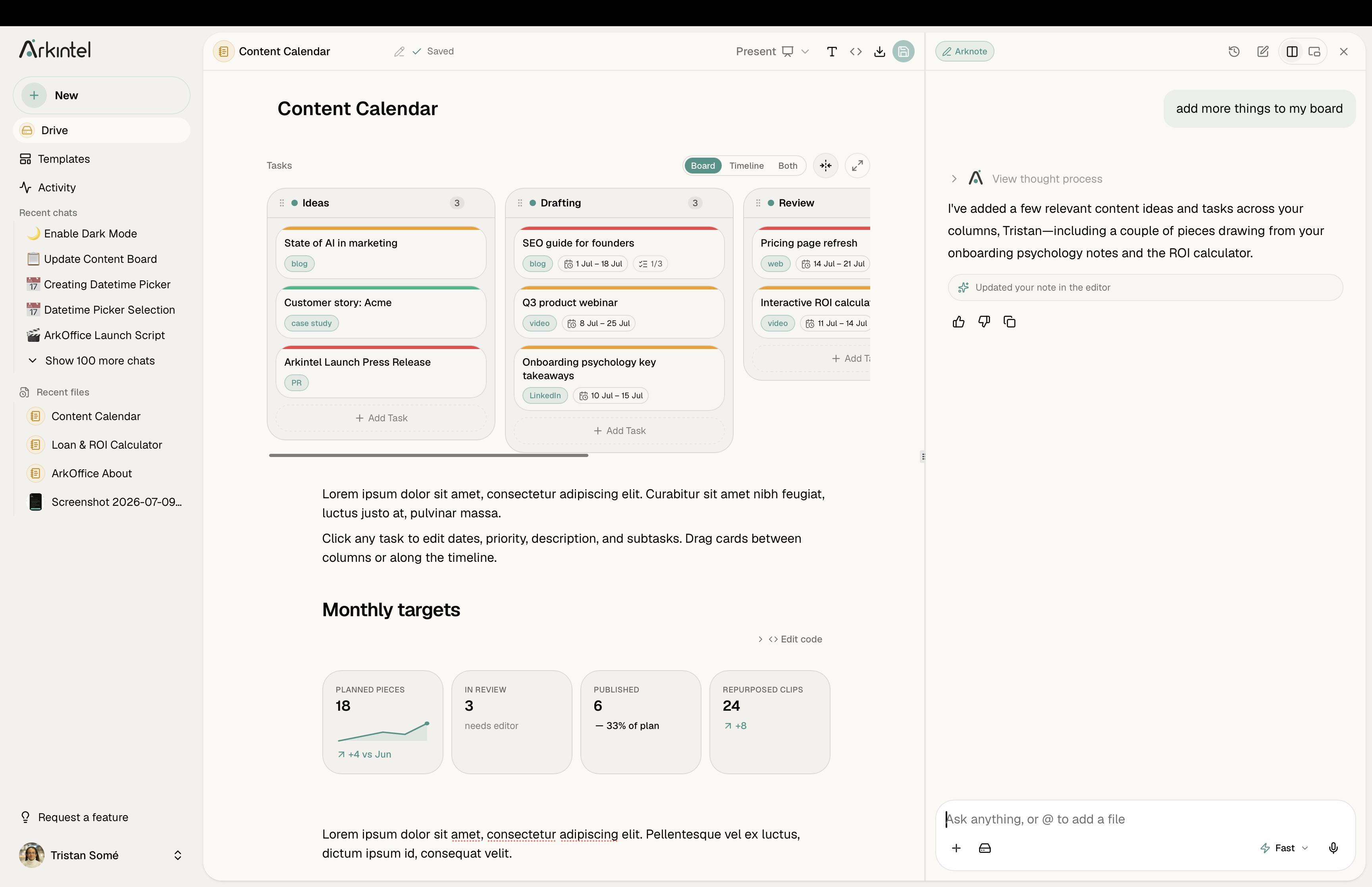 ArkNotes product screenshot
