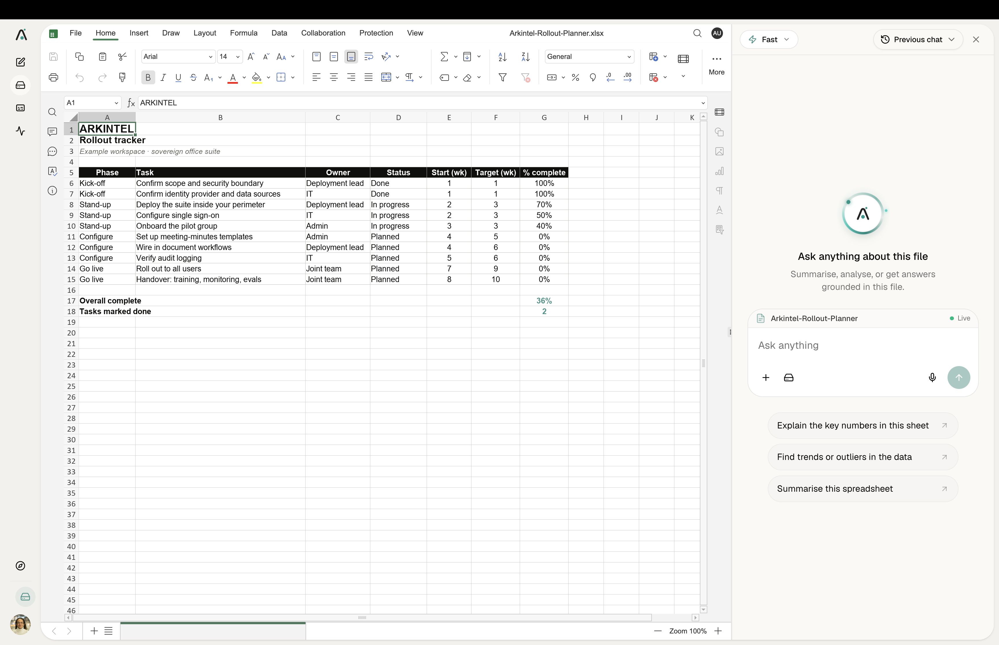 Sheets product screenshot