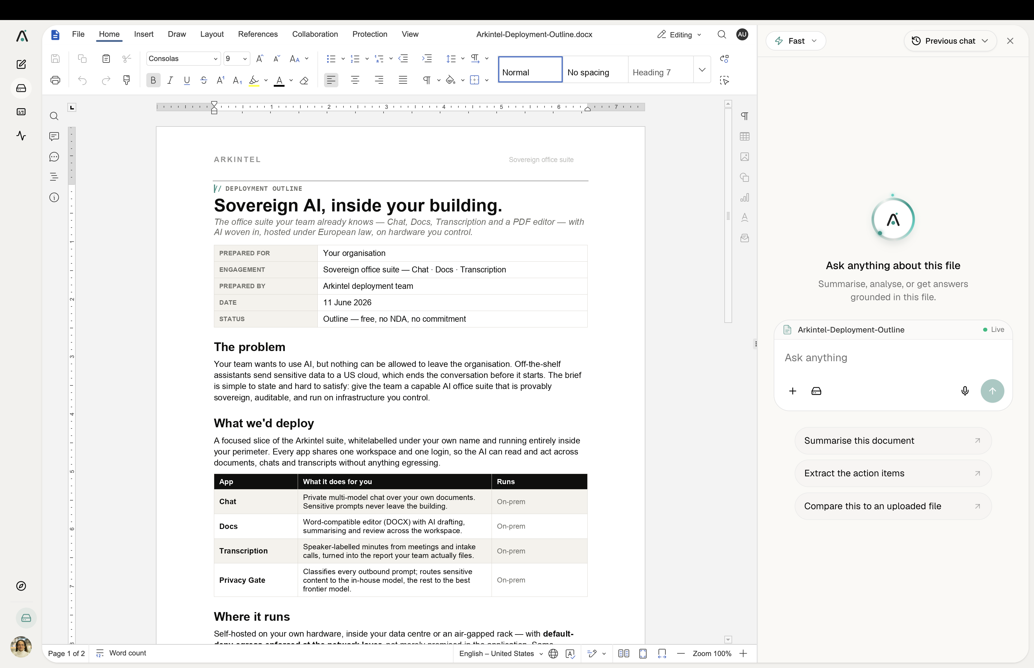 Docs product screenshot